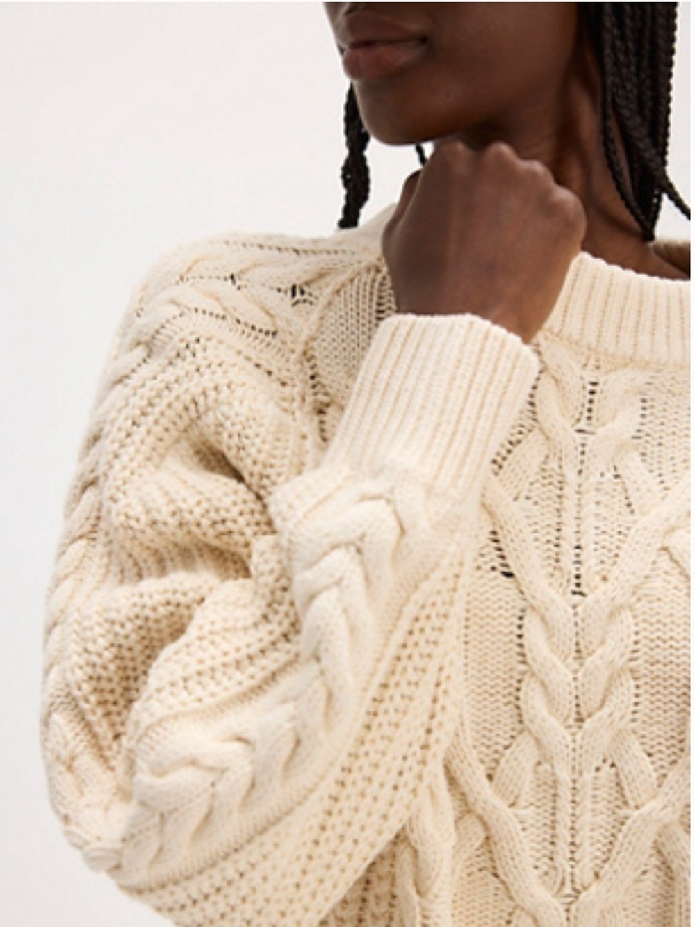 Free People Frankie Cableknit Cotton Sweater, New! Cream Color